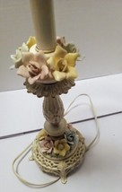 Vintage Capodimonte Wrought Iron Porcelain Lamp - $74.25