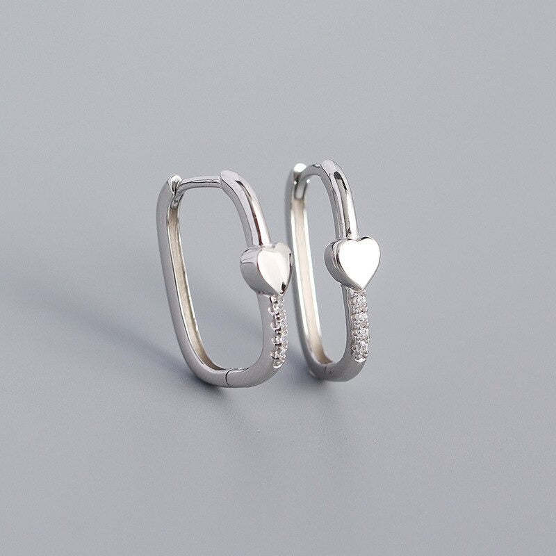 Anyco Earrings Punk Shiny Zircon Ear Buckle Simple Rock Hoop Sterling Silver Item image 2