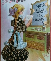 Victorian Postcard Blonde Witch Magic Mirror Dwig Series 30 My Heart Is Yours - £20.00 GBP