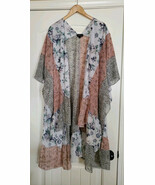 Gigio  Pink Rose Floral Leopard  Print Ruffle Open Front Duster Kimono. ... - €24,23 EUR