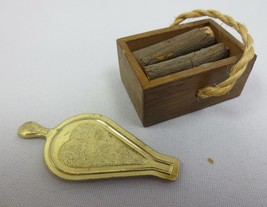 Vintage Dollhouse Firewood in box and gold billow - £8.01 GBP