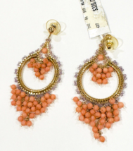 Stunning 14K Gold Filled Genuine Coral Chandelier Earrings MSRP: $320 - £87.80 GBP