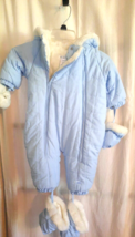 Lt Blue Plush Infant Winter Snowsuit 12mo WARM The Children&#39;s Place Baby Jacket - £12.45 GBP