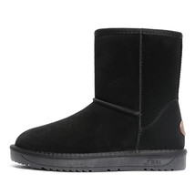 Women Flat Snow Boots Concise Style Girls Winter Shoes Comfort Genuine Leather F - £64.85 GBP
