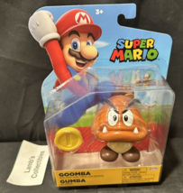 Super Mario Nintendo Goomba 4&quot; enemy action figure with coin Jakks Pacif... - £30.49 GBP