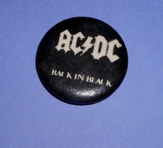 AC DC Pinback Button Vintage Logo 1980&#39;s Back In Black - $14.99