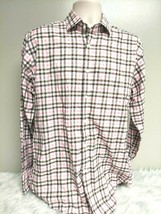 Jack Stone by Thomas Dean Button Up Shirt Mens L Pink Brown Plaid Long Sleeve - £14.02 GBP
