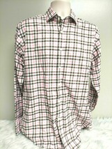 Jack Stone by Thomas Dean Button Up Shirt Mens L Pink Brown Plaid Long S... - $17.81