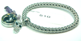 Amethyst Gemstone 5.5 mm dia. Bangle Bracelet 18 mm snap bead &amp; charm-510 - £8.08 GBP