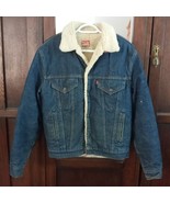 LEVI&#39;S Vintage 70s Trucker Jacket Cotton Blue Jean Rivet Snap Denim Sher... - $195.49 CAD