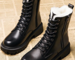  snow boots women 2022 winter new designer mid heels platform ankle shoes warm fur thumb155 crop