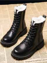 Casual Chelsea Snow Boots Women Winter New Designer Mid Heels Platform Ankle Sho - £39.73 GBP