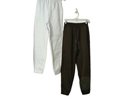 Lot 2 Shien Womens Medium Brown White Elastic Waist Sweatpants Joggers L... - £15.31 GBP