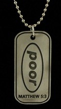 MODERN Costume Jewelry Dog Tag Christian Verse Blessed Are The POOR Matt... - $12.18