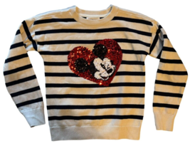 Gap Kids Disney Mickey Mouse Flippy Sequin Sweater Heart Stripes Medium GapKids - £19.97 GBP