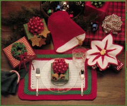 1988 Xmas Crochet Afghans Bell Potholders Ornaments Angel Tree Skirt Pat... - $11.99