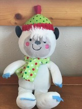 HugFun Plush White Young Yeti w Christmas Hat &amp; Scarf Stuffed Animal Dol... - £9.56 GBP