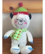 HugFun Plush White Young Yeti w Christmas Hat &amp; Scarf Stuffed Animal Dol... - £9.71 GBP