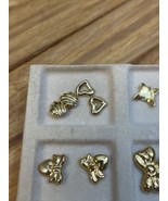 NEW Vintage Gold Tone Set of 9 Stud Earrings Heart Bows Sea Shells KG - £11.66 GBP