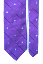 Brooks Brothers Blue Embroidered Sheep Logo on Purple Tie Fine Regimenta... - £26.03 GBP