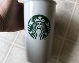 Starbucks 2016 Ceramic White Green Siren Logo Travel Tumbler Mug Cup 12 ... - £20.91 GBP