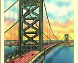 Delaware River Bridge Camden New Jersey NJ UNP Linen Postcard A5 - $3.91