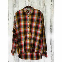 St Johns Bay Mens Flannel Shirt Size Medium Green Orange Plaid - $13.82