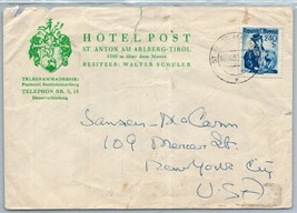 1953 AUSTRIA Cover - Hotel Post, St Anton Am Arlberg Tirol FL1  - $2.96