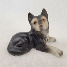 German Shepherd Puppy Dog Figure Ceramic Figure Laying Down Vintage - $9.72