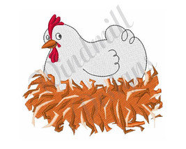 Hen On Nest Chicken - Machine Embroidery Design - £2.80 GBP