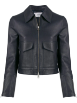 Womens Black Leather Jacket with Gold Zippers Size XS S M L XL XXL 3XL - £112.76 GBP