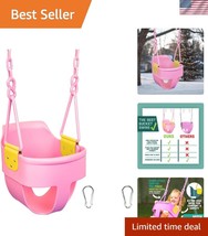 Premium Pink High Back Toddler Bucket Swing with Finger Grip for Safety - $99.49