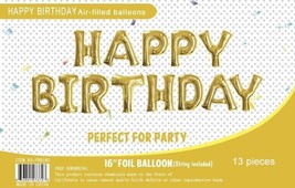 16&quot; Gold Yellow Foil Balloons Happy Birthday Banner Decoration Events Party - £12.16 GBP