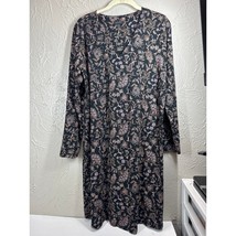J Jill Wearever Collection Shift Dress 3/4 Sleeve Black Floral Stretch M... - $520.55 MXN