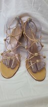 Vicini Heels Womens 8 Strappy Dress Sandals Gold Rhinestone Jeweled zip back - £45.70 GBP