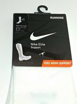 Nike Elite Support Running Socks White Mens Sz 8 -12 L/G Over the Calf NEW - £14.20 GBP