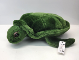 Vintage JLI Green Plush Sea Turtle 1994 The Petting Zoo Realistic Large Eyes 13&quot; - $12.95