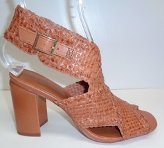 H Halston Size 7 M PENELOPE Brown Woven Leather Heels Sandals New Womens Shoes - £94.05 GBP