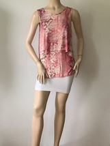 Juicy Couture Sz. M Soft&amp;Stretchy Pink Snake Print Tiered Sleeveless Blouse￼ - £11.93 GBP