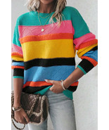 Contrast Round Neck Dropped Shoulder Sweater - $54.10 CAD