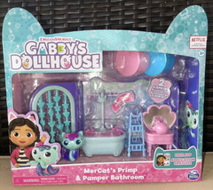 Gabby&#39;s Dollhouse MerCat&#39;s Primp and Pamper Bathroom 9pc Playset New - £23.97 GBP