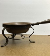 Vintage Copper Chafing Dish/Pan Candle Warmer Wooden Handle - $20.05