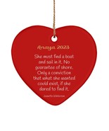 Personalizable red heart ornament, inspirational positive quote, moving ... - £15.89 GBP