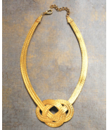 Stelios Woven Celtic Knot Gold Plated Copper Necklace NEW - $1,868.01 MXN