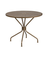 Flash Furniture 35.25 in. Round Gold Indoor &amp; Outdoor Steel Patio Table - $220.09