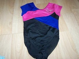 Girls Size Medium Freestyle Danskin Dance Gymnastics Leotard Black Blue Pink EUC - £12.78 GBP