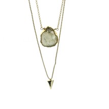 LUNA NORTE gold-plate layering necklace lot - arrow &amp; labradorite? stone pendant - £18.38 GBP