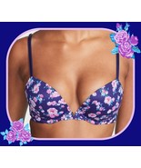 38DD  Navy Pink Blue Floral LOVE CLOUD Smooth Victorias Secret Plunge PU... - $55.37 CAD