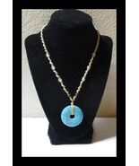 Macrame Necklace with Faux Turquoise Pendant 18&quot; - €8,43 EUR