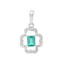 18K White Gold 1.25 Carat Emerald Floral Diamond Pendant in Womens Jewellry - £1,011.18 GBP